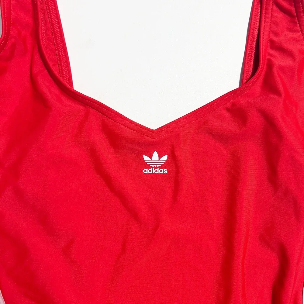 Adidas Originals 3-Stripe One Piece Swimsuit Red